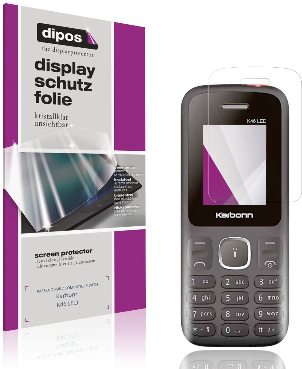 dipos – 4x Beschermfolie geschikt voor Karbonn K46 LED | Krasbestendige & heldere Screenprotector Ultra-Thin