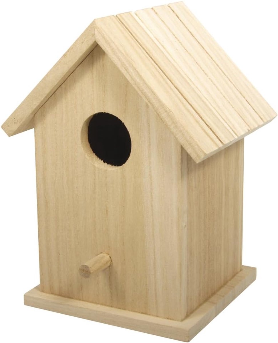 SnelShoppen - Houten Vogelhuisje Box FSC Mix Credit 12,5 x 10 x 17 cm - Tweedelig Tuin Decoratie voor Kinderen, Vogels en Dierenliefhebbers