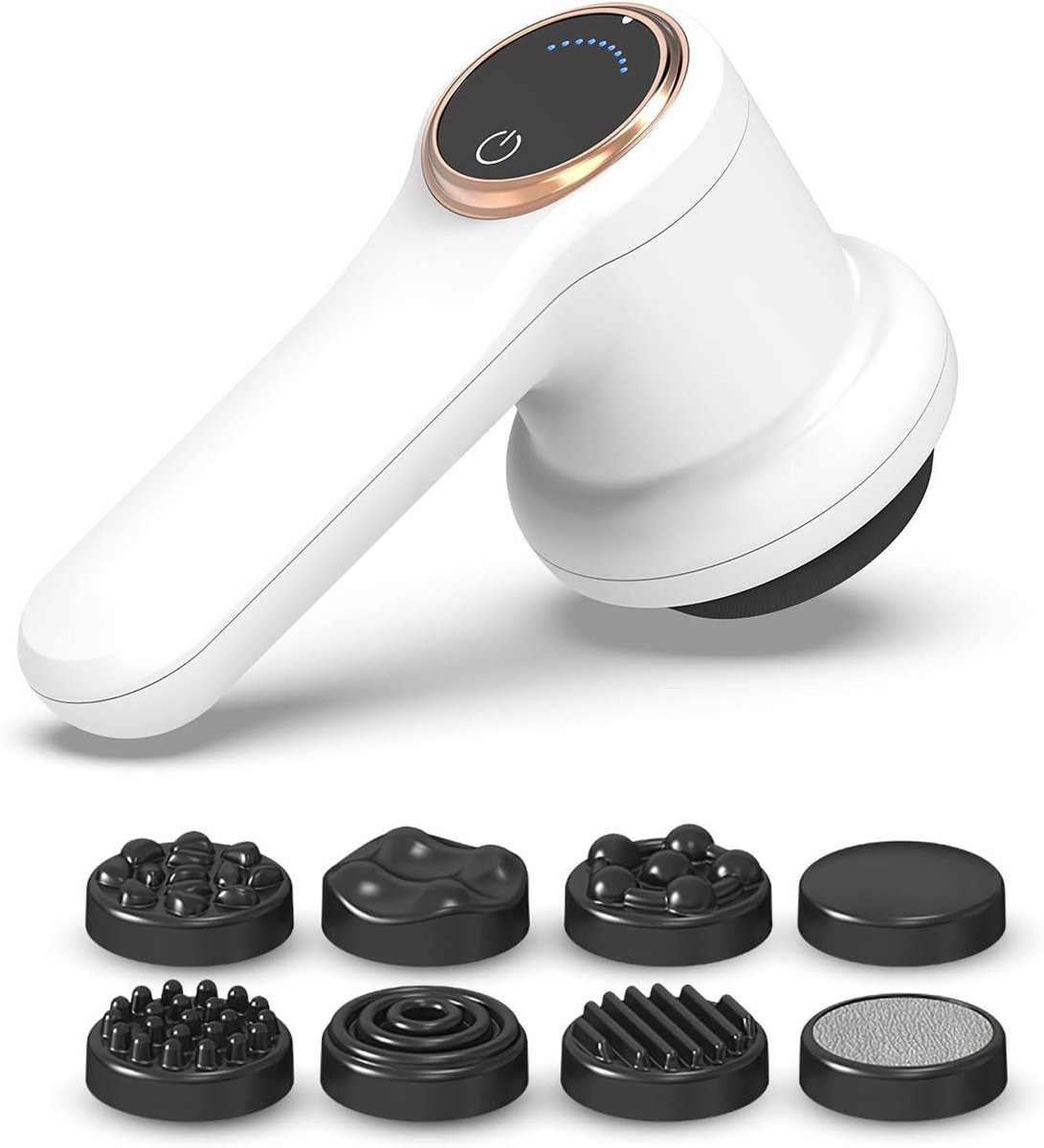 Elektrische Massager - Cellulitis Apparaat - Lichaamsmodellering - 8 Verwisselbare Koppen - 20 x 10 x 5 cm - Wit
