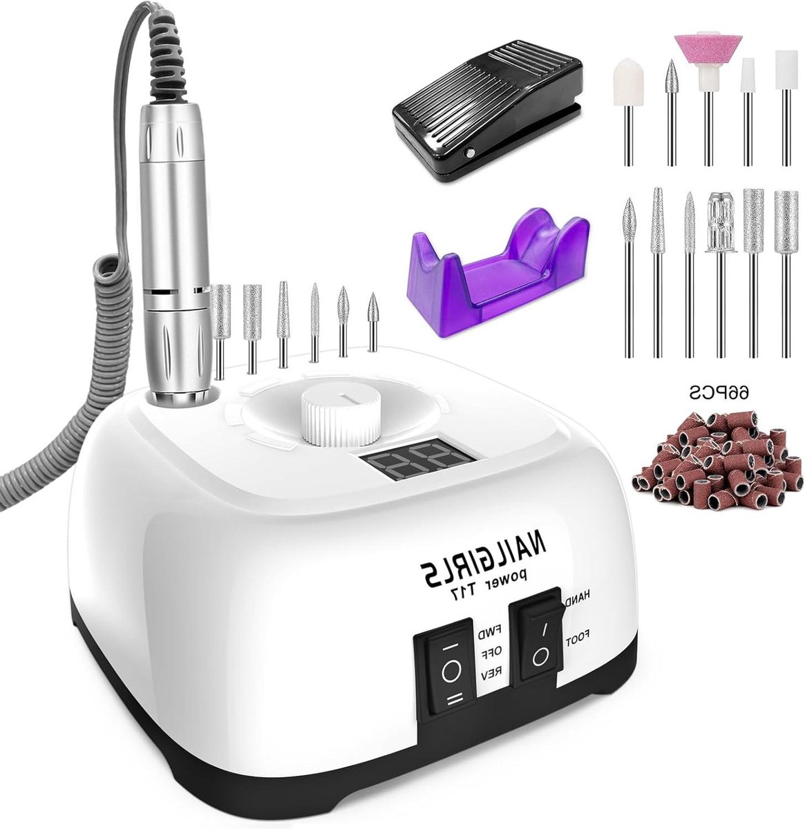 Elektrische Nagelvijl - Nagelboor Set - Nagelstyling - 35000 RPM Instelbaar - 11 Delig - Wit