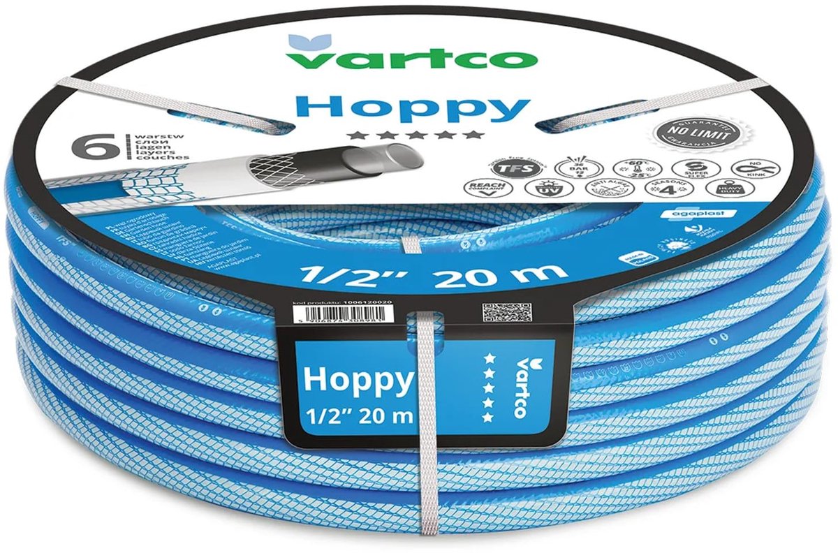 SnelShoppen - Tuinslang 20 m - Flexibele 6-lagen Knikbescherming - UV-bestendig - Transparant/Blauw - Hoge Druk 36 bar - Ideaal voor Tuin en Buiten
