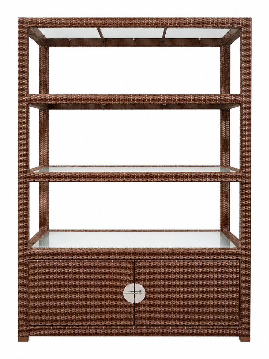Fine Asianliving OUTLET Chinese Display Kast Wicker Rotan met Glas Panelen B150xD60xH215cm ZELF OPHALEN Chinese Meubels Oosterse Kast