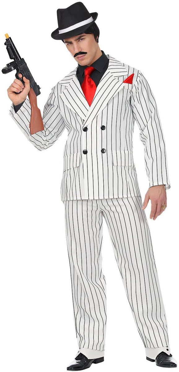 SnelShoppen - Kostuum Gangster, Jaren 20-30 Maffia Boss, Milano Party Fashion, Jas en Broek Set voor Feest, Carnaval en Themafeesten, Stijlvol en Comf