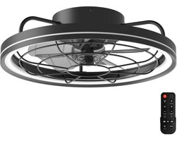 Led | Plafondventilator | LED Verlichting | Incl. Afstandbediening | 2700-6500K | Dimbaar | Ø48cm | Zwart