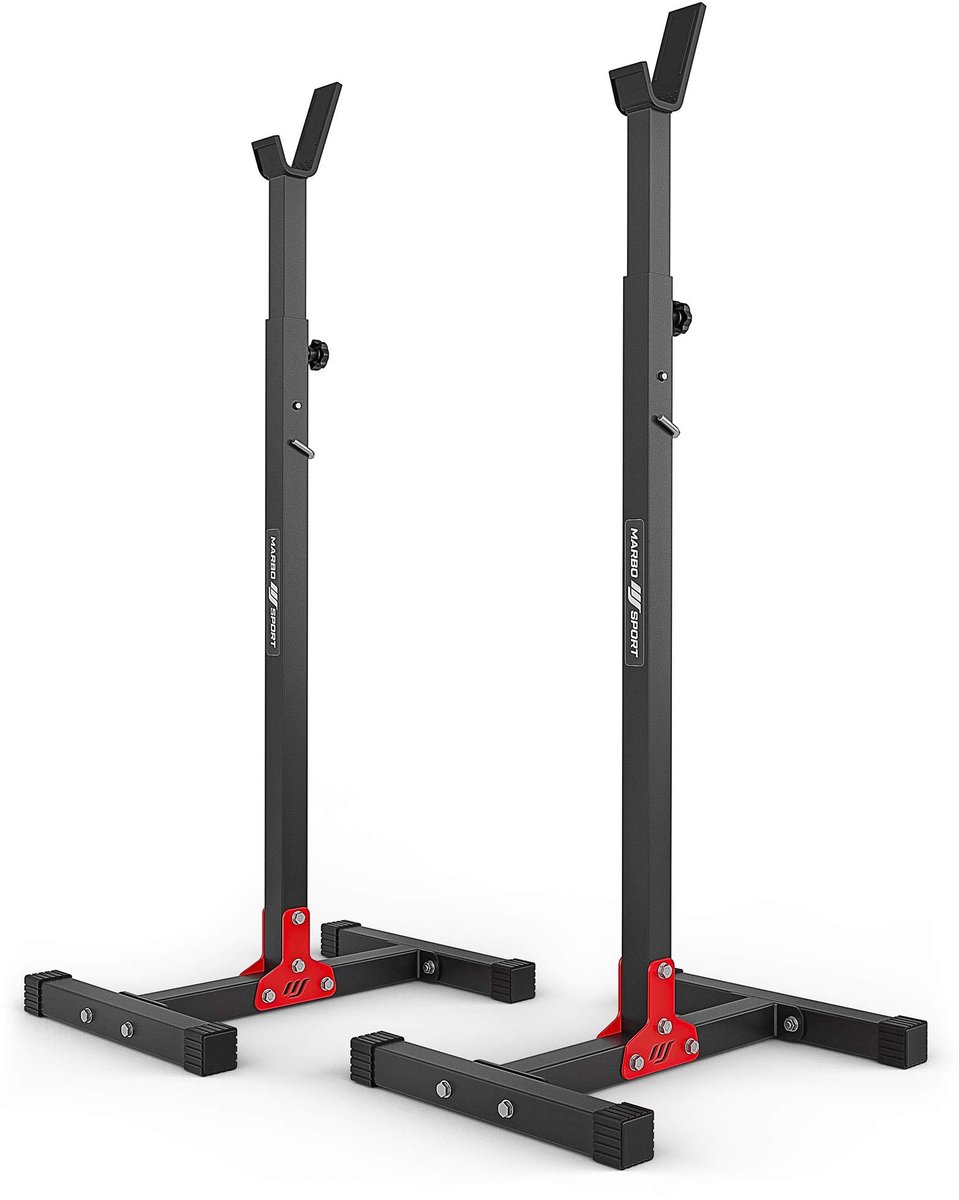 SnelShoppen - In hoogte verstelbare halterstandaard voor lange halters - Stevige halterhouder - Ideaal voor krachttraining, fitness en thuis gym - Ver