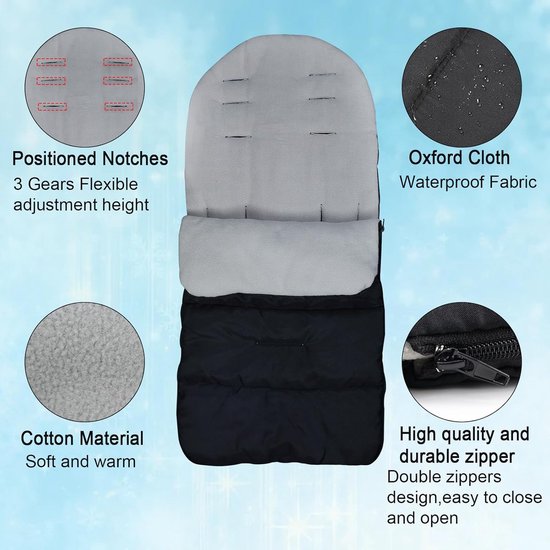 Baby Voetenzak - Winter Buggy - Warm Blijven - Waterproof Windproof - 88 x 40 cm - Grijs — afbeelding 4