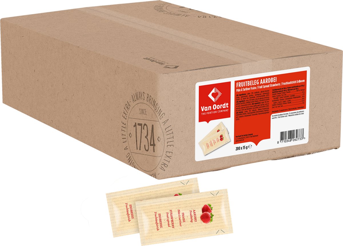 Van Oordt | Broodbeleg fruitbeleg Aardbei / jam | 200st x 15gr