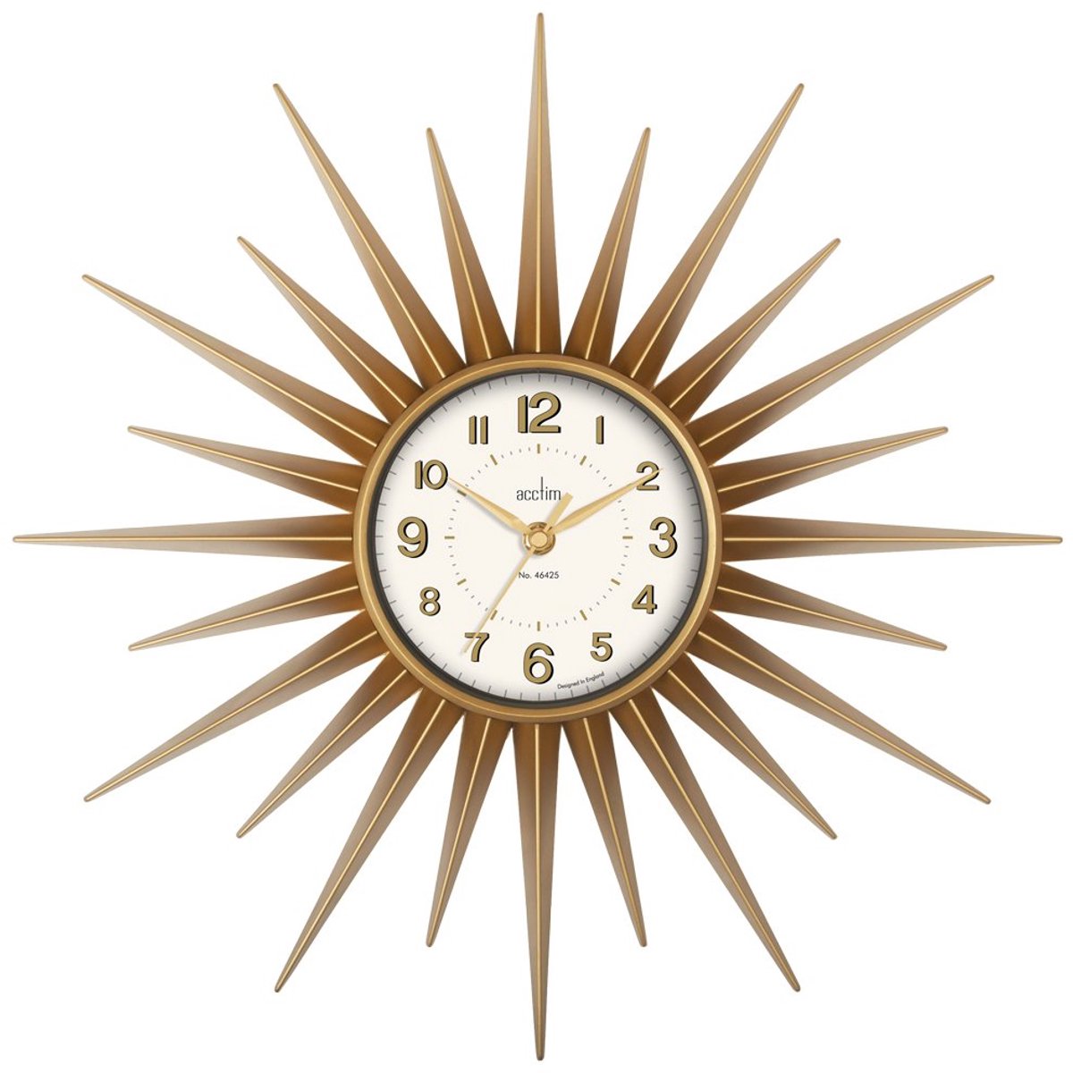 SnelShoppen - Gouden Klok 43x43 cm - Muurklok voor Woonkamer, Keuken & Slaapkamer - Stijlvol Design, Decoratie, Tijdsaanduiding