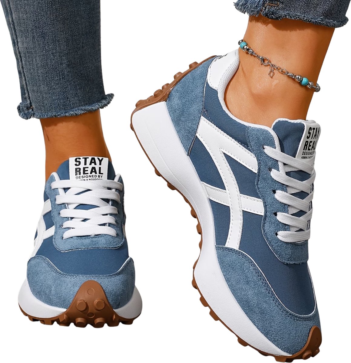 Currero Schoenen Dames Sneakers Comfortabel Slippers Casual Volwassenen Pauwblauw 38