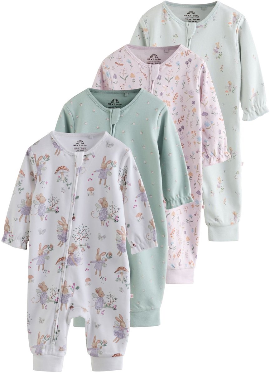 Next - Meisjes - Set van 4 babypyjama's met tweewegritssluiting - Paars
