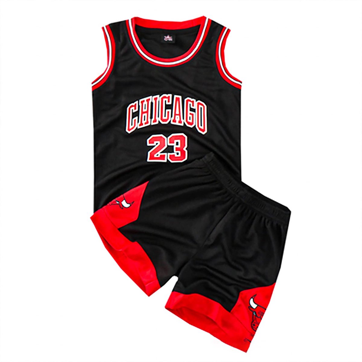 SnelShoppen - Kinder Basketbal Tanktop en Short Set 2-delig - Ademend & Sneldrogend Sportkleding voor Jongens en Meisjes 3-15 Jaar Maat 11-12 Jaar Zwa