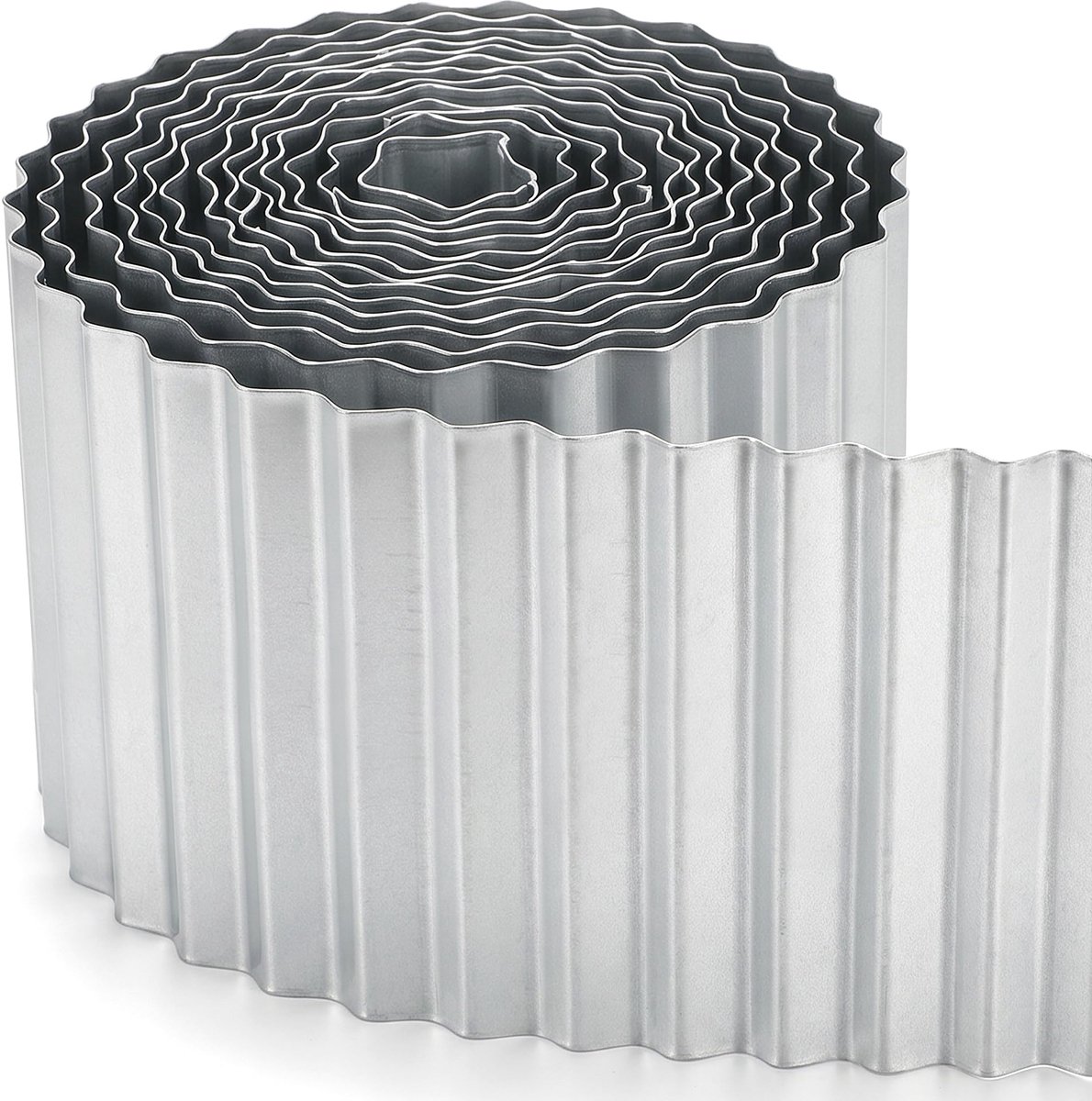 SnelShoppen - 6m Gegalvaniseerde Metalen Tuin Gazon Grens Rand Roll, Golvende Tuin Plant Border, Hoogte 20,32 cm, Duurzaam Tuinaccessoire voor Tuin en