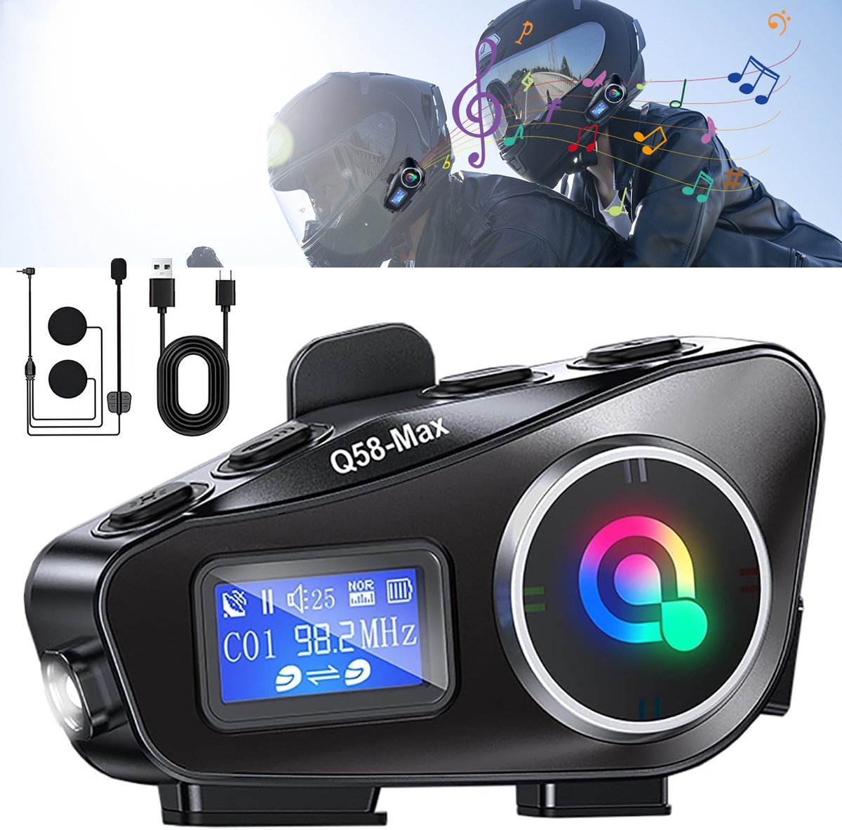 Motorfiets Intercom Headset - Bluetooth-Headset Voor Helm Met Microfoon - Intercomhoofdtelefoon Met Een Bereik Van 500 Meter