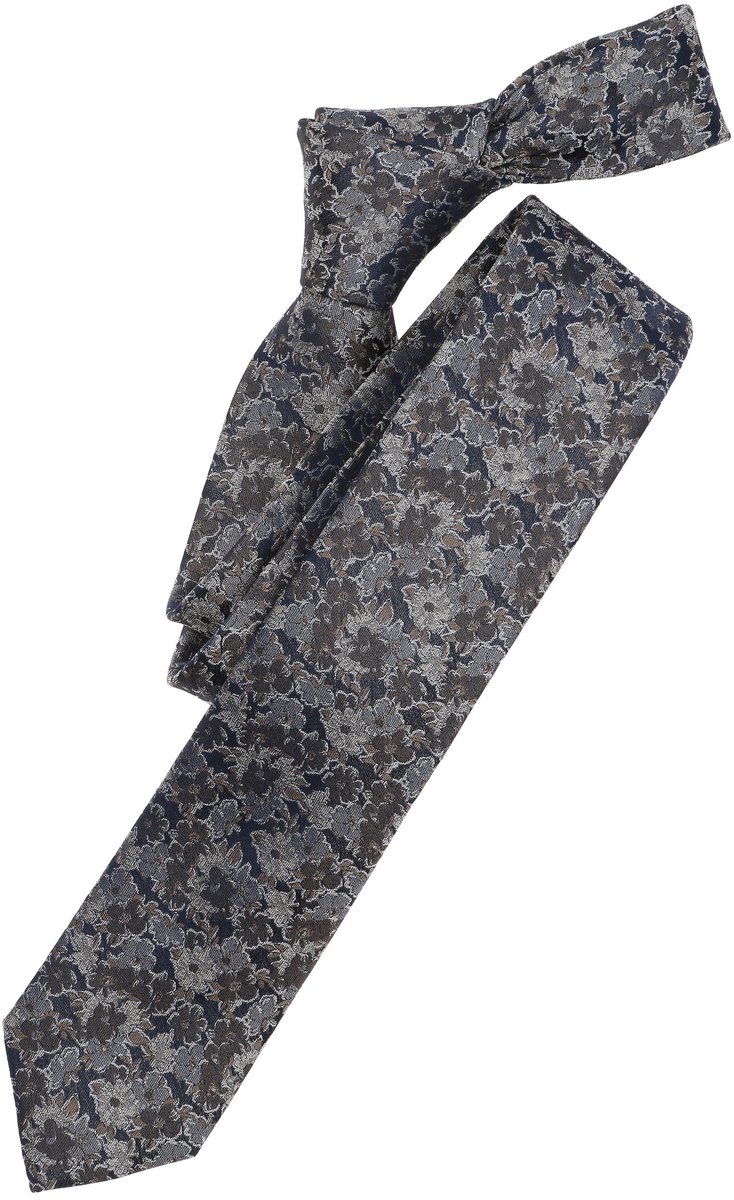 VENTI stropdas - grijs - donkerblauw - bruin dessin