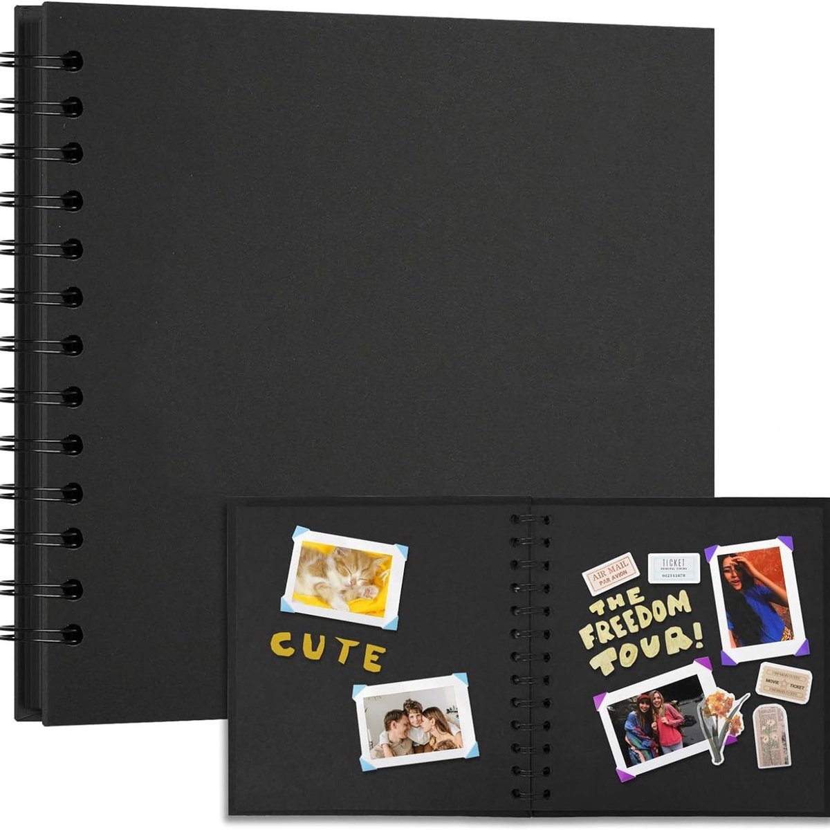 Fotoalbum - Fotoalbum insteekalbum - 7 inch - Spiraalalbum - Scrapbooking Boek - Fotoboek - Scrapbook - Plakalbum - Plakboek - Fotoalbum insteek - Fotoalbum klein - Fotoboek plakalbum - Baby Album - Fotoboek insteekalbum - DIY Scrapbook Album - Zwart
