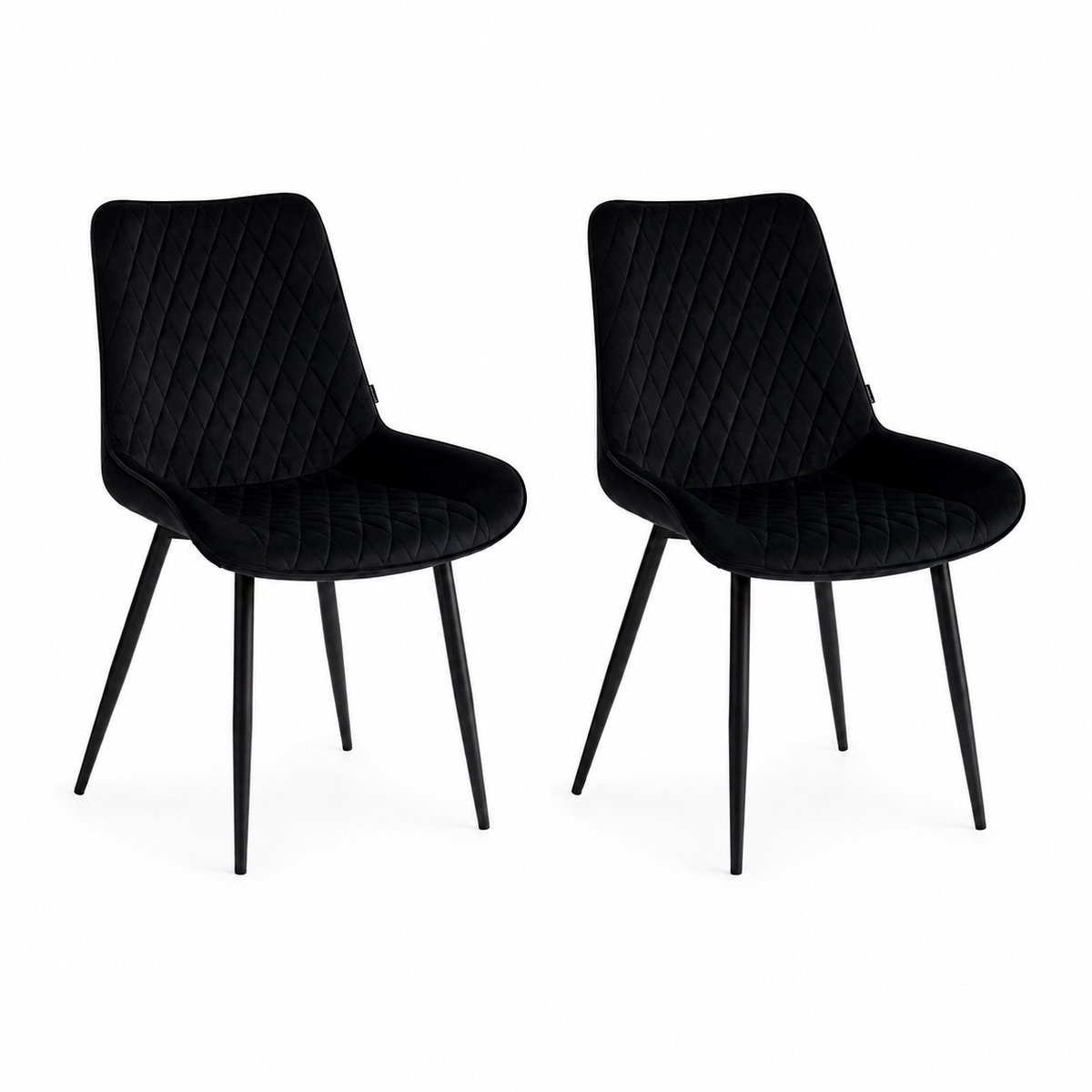 Colenis - Adama Eetkamerstoel - Set Van 2 - Zwart - Fluweel - Velvet - Industrieel