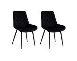 Colenis - Adama Eetkamerstoel - Set Van 2 - Zwart - Fluweel - Velvet - Industrieel