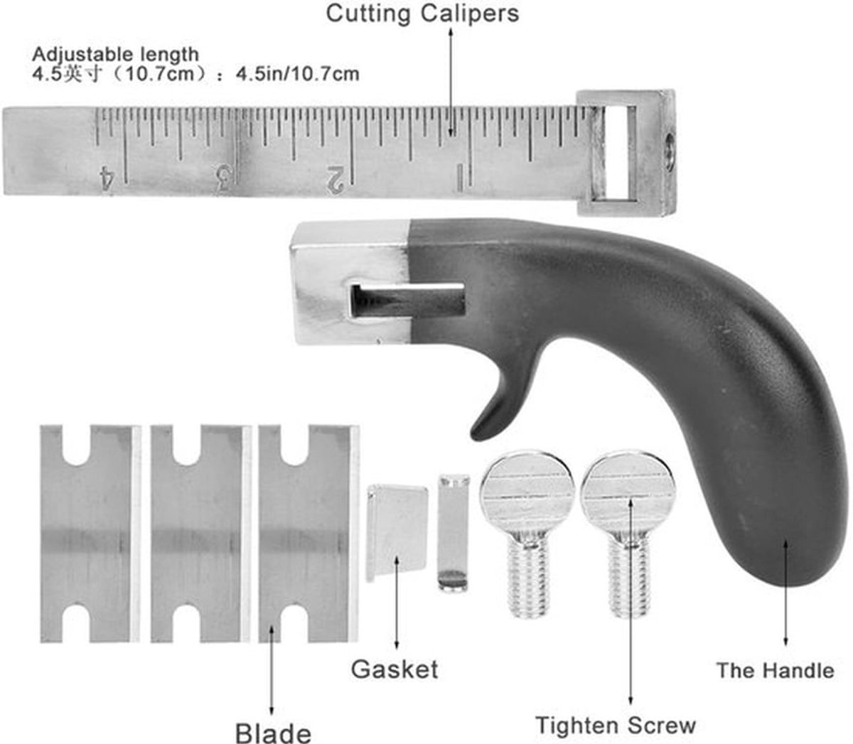 Bandsnijder Professioneel - Leren Koordknipper - Aluminium Handvat - Roestvrij Staal - Tot 10 cm Breed - Precieze Sneden - Leersnijder