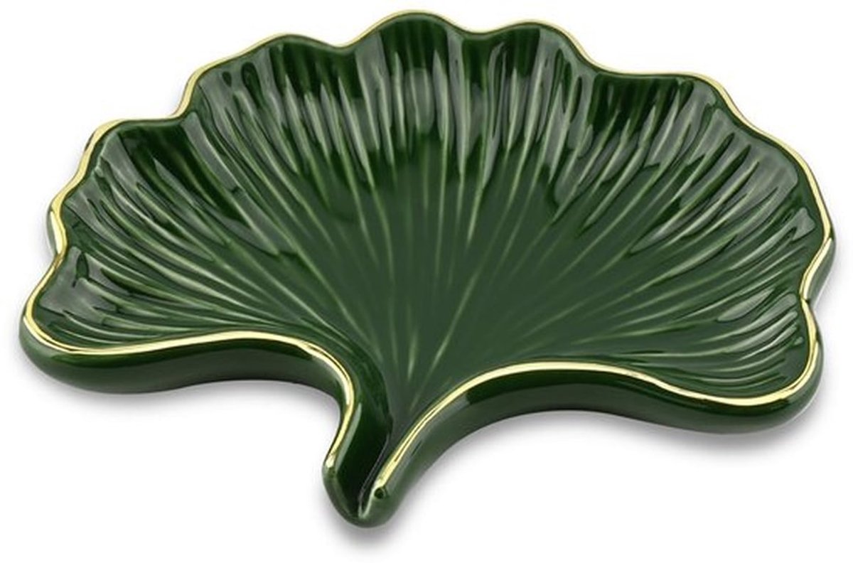 Zeepdoos Ginkgo Bladvorm - Keramisch - Met Afvoer - Voor Badkamer - Douche - Keuken - Eenvoudig te Reinigen - Zeepbakje