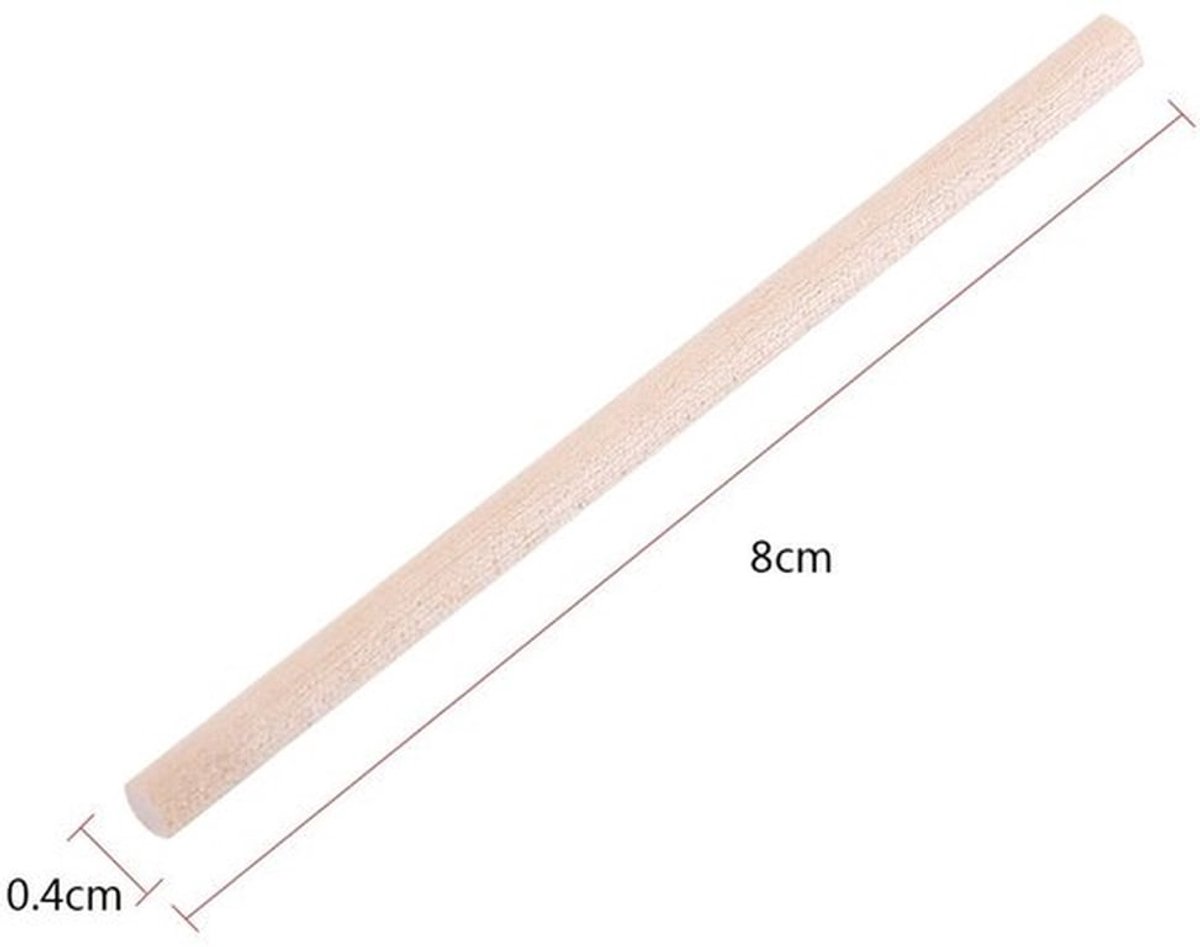 Houten Stokken 100 Stuks - 0,4 cm/80mm Rond - Berkenhout - Handwerk - Gladde Afwerking - Duurzaam en Herbruikbaar - Houten Stokjes