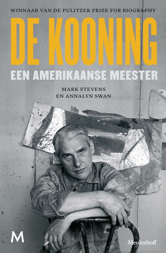 Boek "De Kooning Een Amerikaanse Meester" met portret van Willem de Kooning, winnaar Pulitzer Prize.