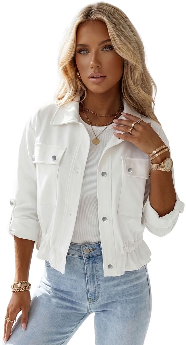 Currero Zomerjas Dames Tussenjas Zomerjack Volwassenen Windjack Windbreaker Outdoor Wit
