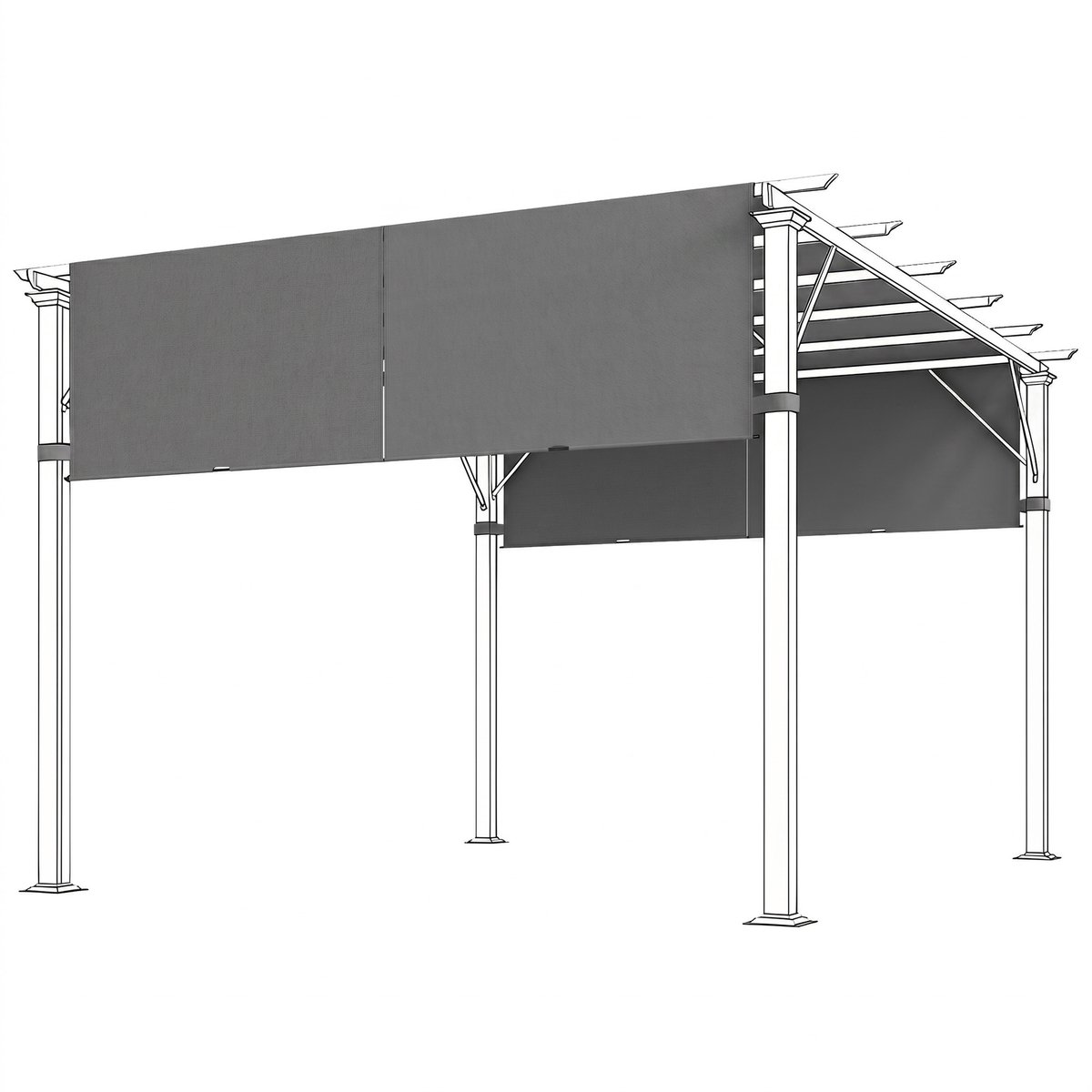 Outsunny-Gazebo Vervangend Dak - Polyester - 488x122cm - Grijs
