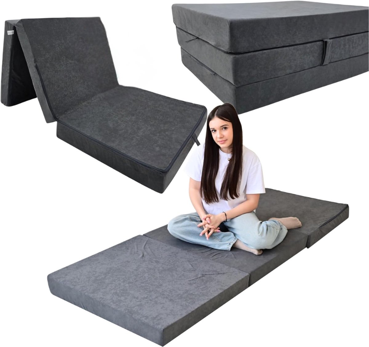 ZRNS® Vouwmatras - Vouwbed - Logeerbed Opvouwbaar - Grijs