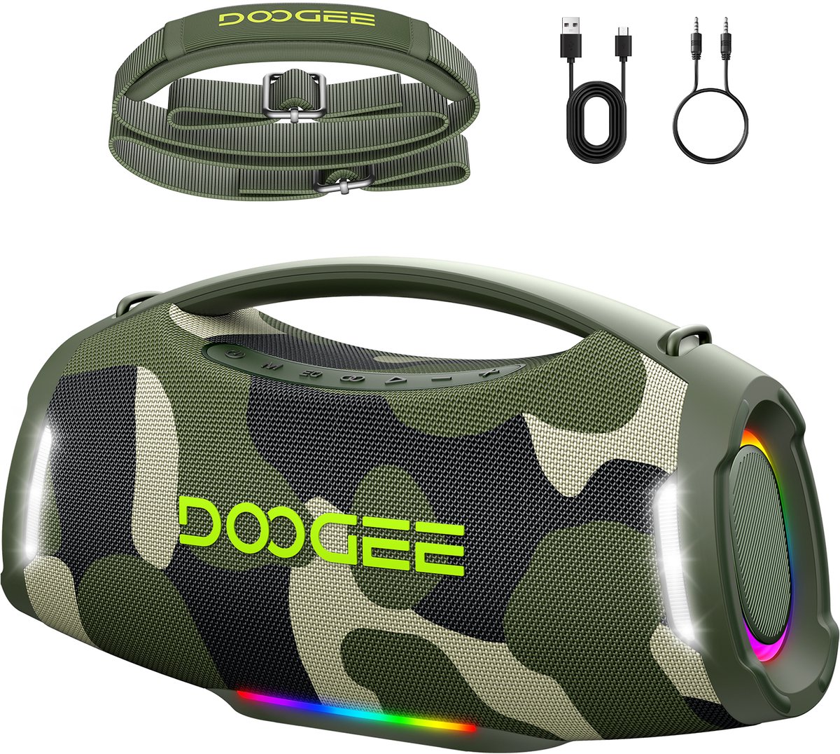 DOOGEE Wild Boom Pro - Bluetooth Speaker - Draadloze Bluetooth Speaker met Afneembare Draagriem - Waterdicht - Groen
