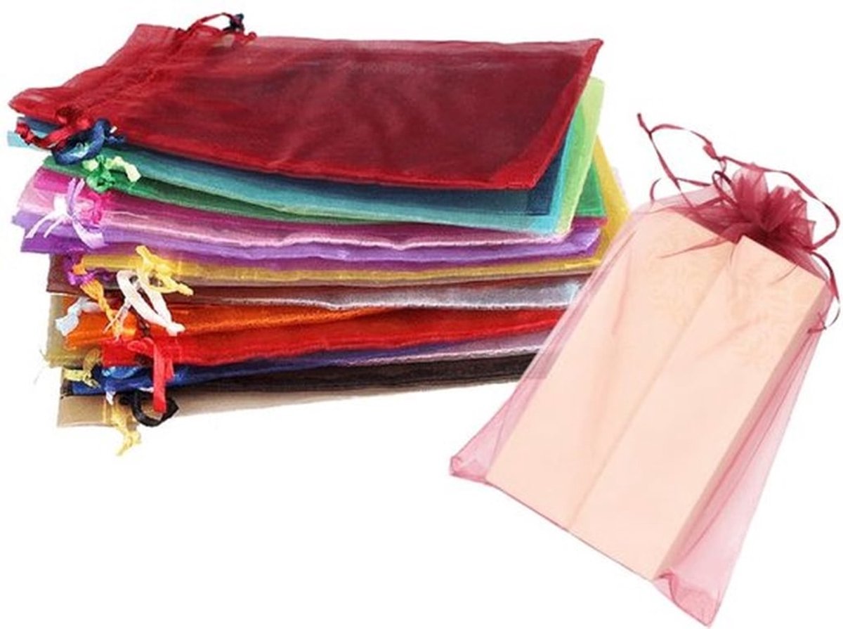 Organza zakjes 40 stuks - Geschenktas - Sieradenzakjes - Bruiloft/Verjaardag - Trekkoord - Diverse maten 7x9 cm tot 30x40 cm - Geschenkzakje