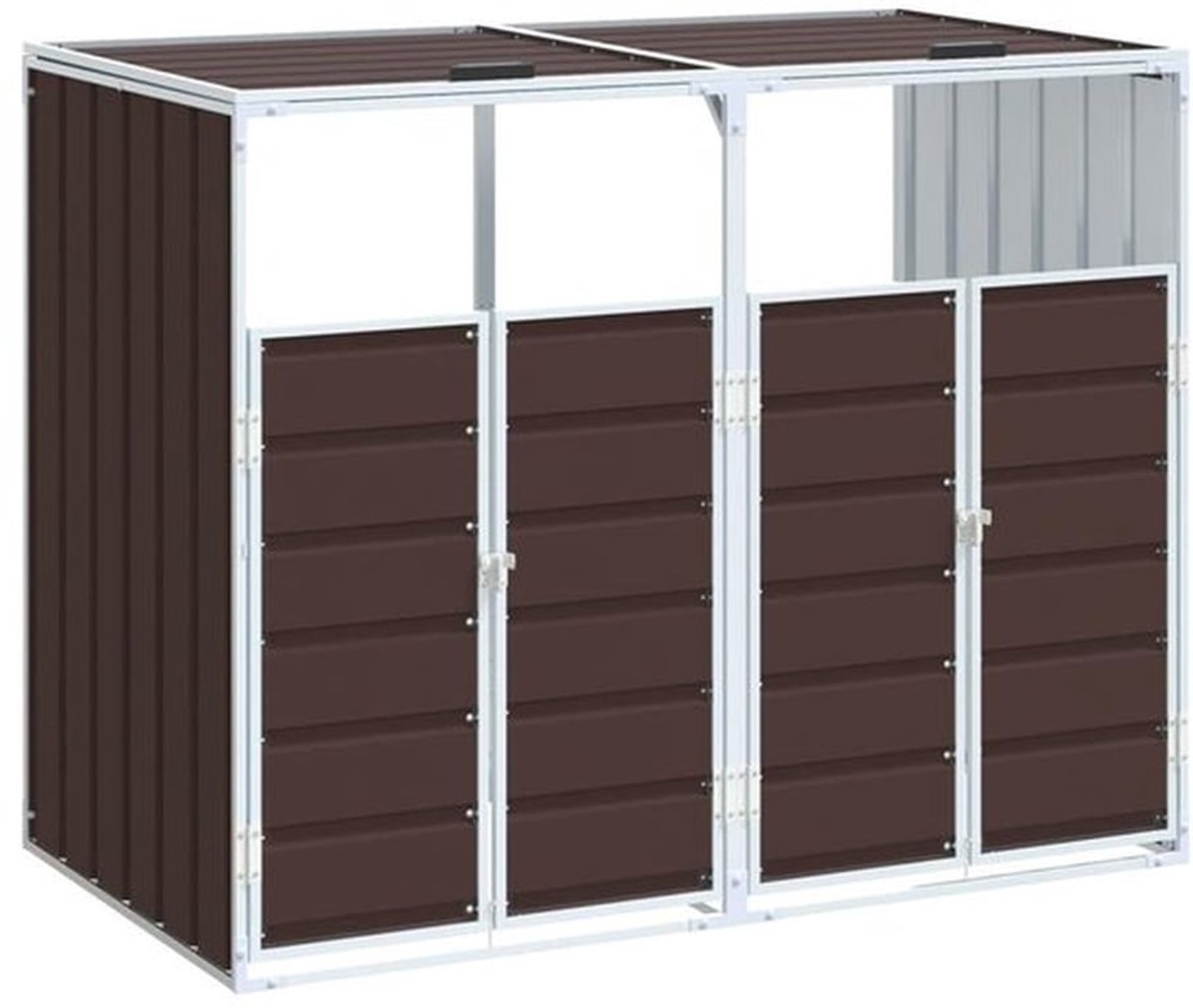 Containerberging voor 3 Afvalcontainers - Staal Bruin Tuinberging