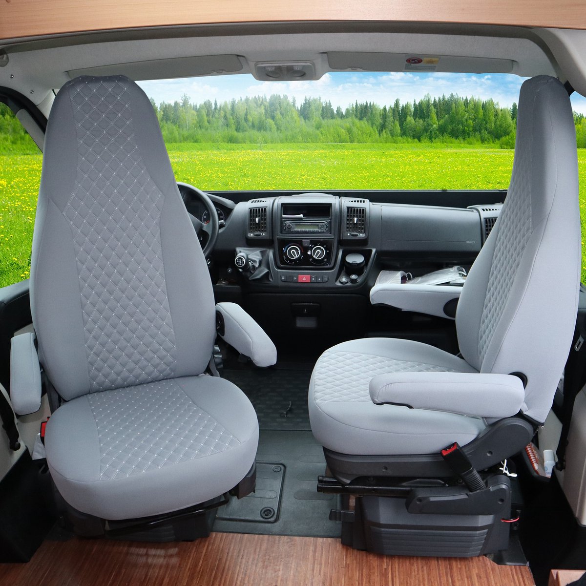 Premium Camper stoelhoezen voor ISRI WMI709 in Grijs (2 losse stoelen)
