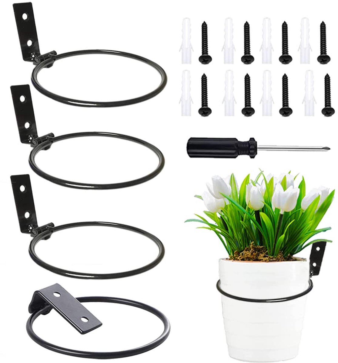 Famanu – Opvouwbare bloempothouder voor buiten, wandmontage, plantenpothouder, rek van 17,5 x 15 x 6,2 cm, ideaal voor het ophangen van planten in je buitenruimte
