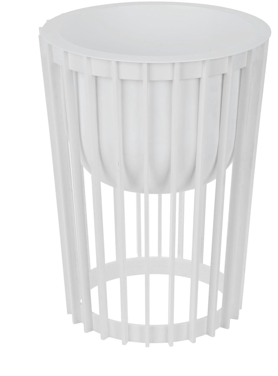 Famanu – Bloemenstandaard Ø 30 cm x H 40 cm, robuuste kunststof plantenstandaard, aan beide zijden te gebruiken, moderne plantentafel voor binnen en buiten, wit