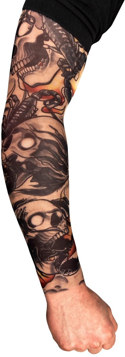 Hellrider Tattoo Skin Mouw - Carnaval Halloween Feest
