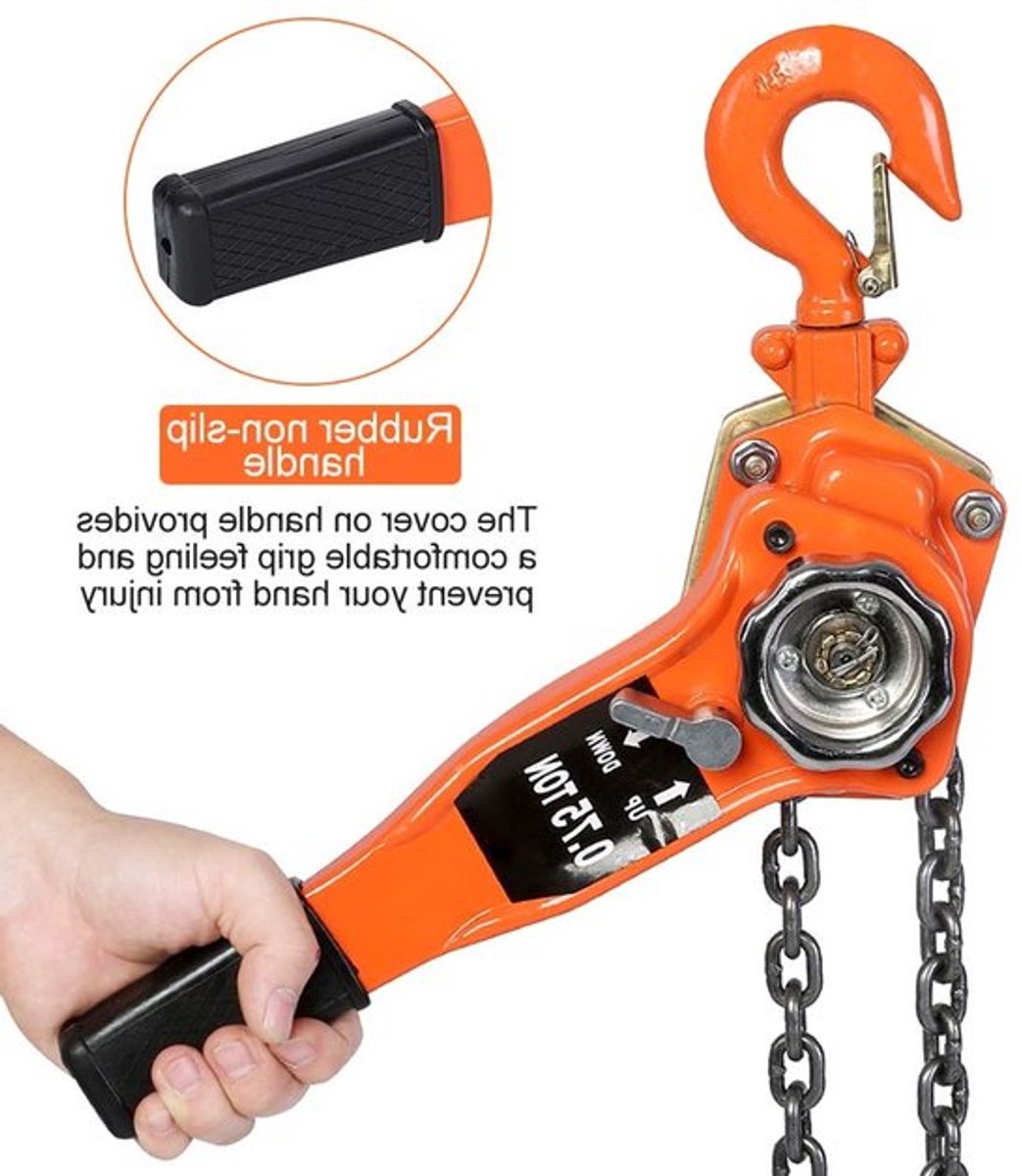 750kg Handmatige Kettingtakel met Ratelmechanisme voor Efficiënt Hijsen en Tillen van Zware Lasten