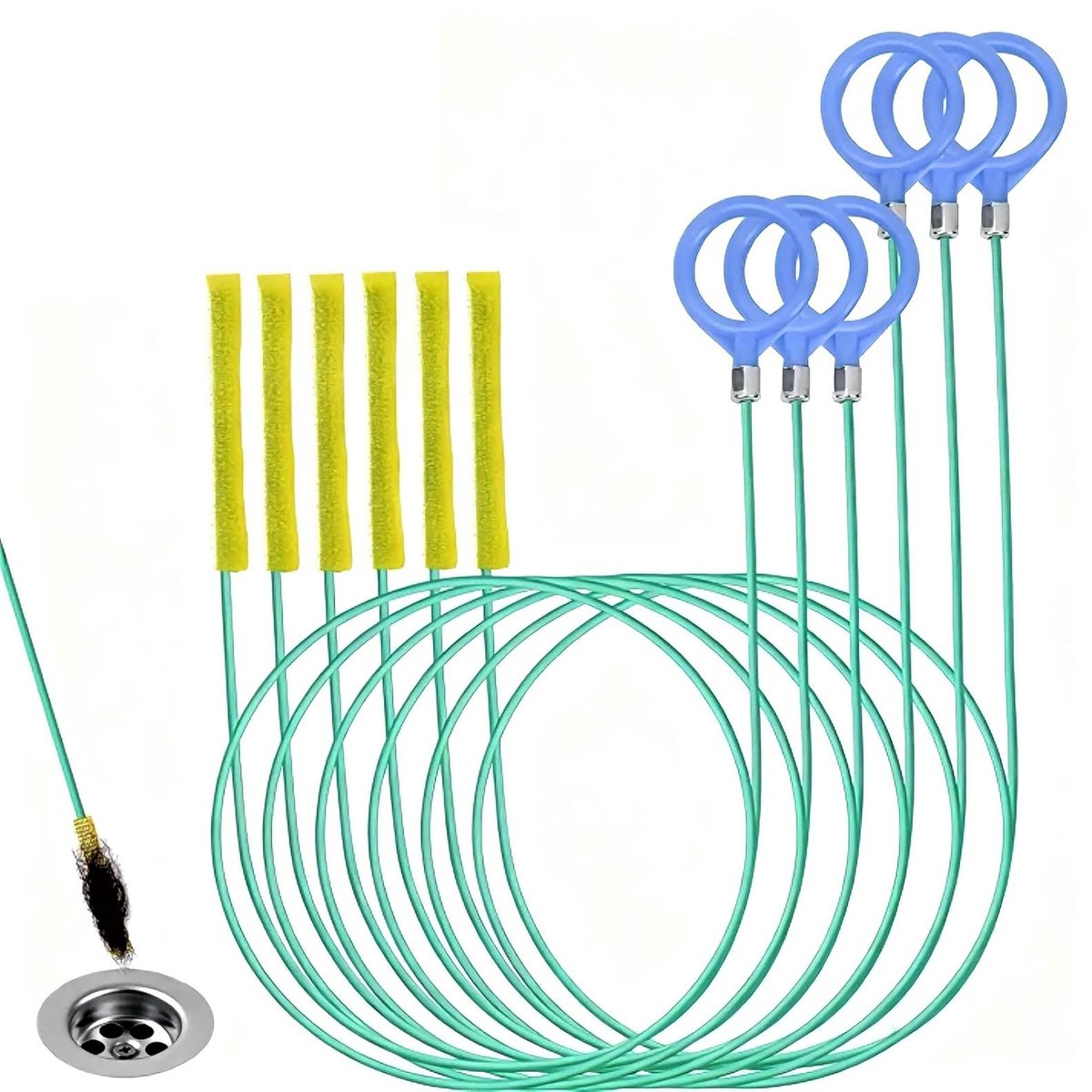 Solidchoice - Set van 6 Flexibele Afvoer Spiralen voor Verstopte Afvoeren