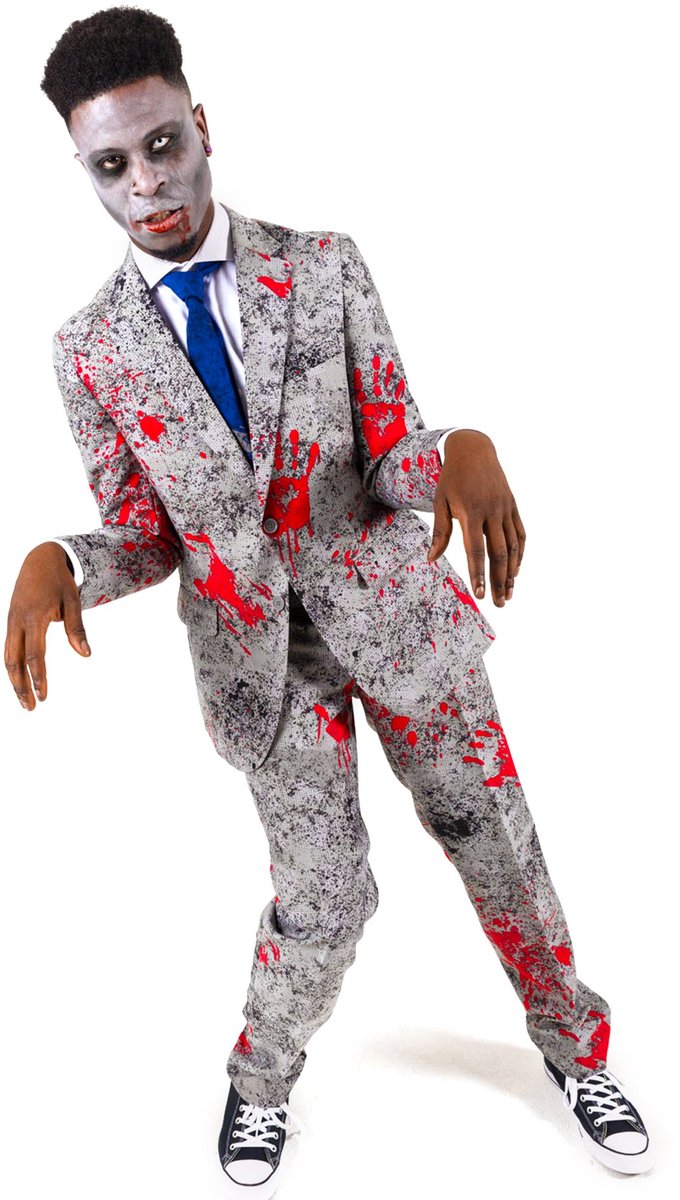 OppoSuits Zombiac - Heren Pak - Halloween Kostuum - Zombie Pak - Grijs - Horror - Maat 50