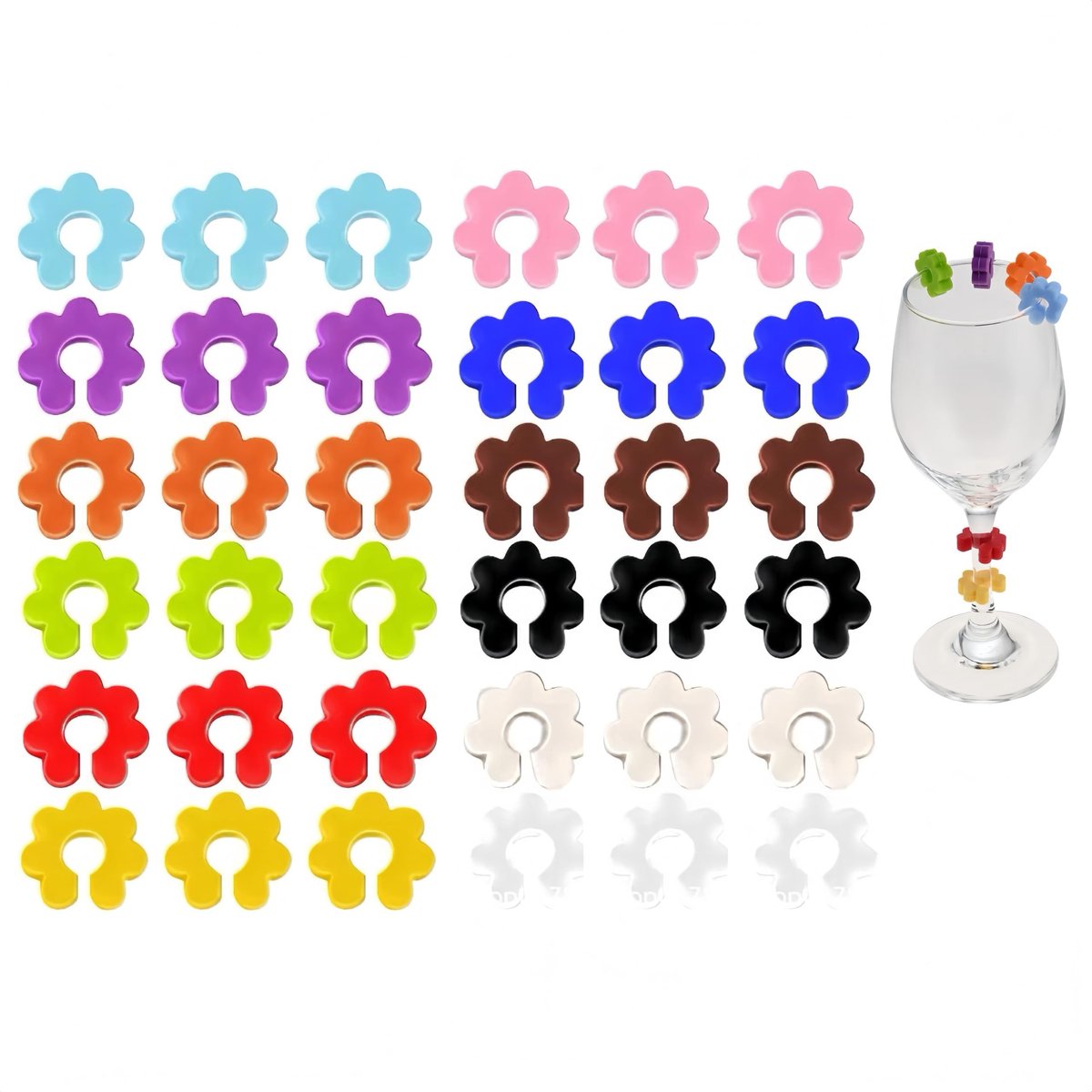 Solidchoice - Set van 36 Silicone Glasmarkers voor Feesten