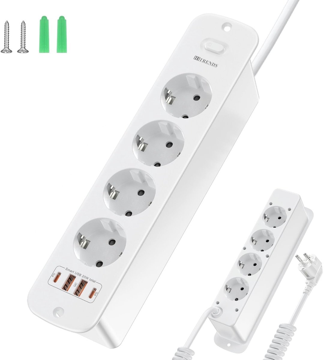 Solidchoice - Retractable Socket met 4 USB Poorten