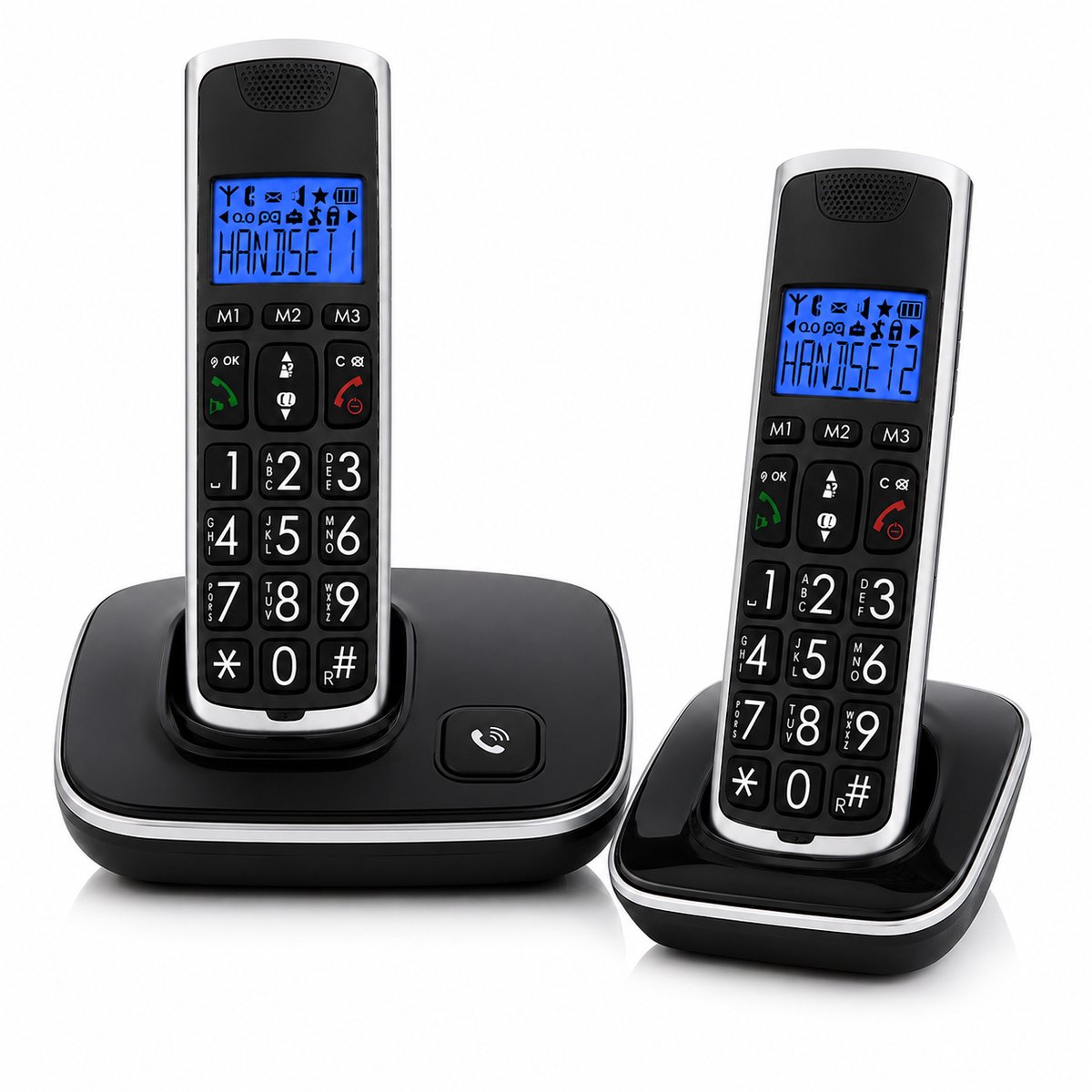 Huistelefoon Senioren - Senioren Vaste Telefoon - Dect Telefoon Set- 2 Handsets - Twinset - Duo - Vaste Lijn - Big Button - Grote Toetsen - Handsfree Speaker