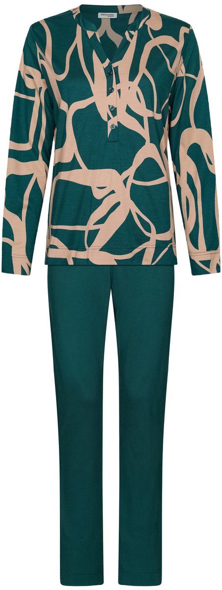Pastunette Premium - Couture - Pyjama - Katoen/Modal - Groen/Beige - Maat 54