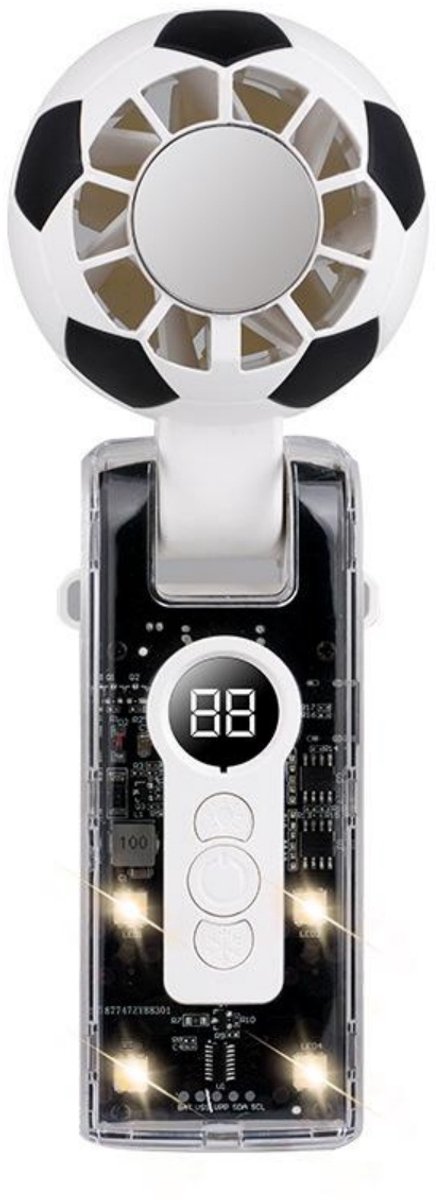 GELLDG Handventilator - Mini Ventilator Met Led-display - 6 Stuks Snelheidsstanden (1-100) 6000mAh Oplaadbare Ventilator - Geschikt voor Outdoor Gebruik - Vouwbaar & Handig - Kunststof - Afmetingen 5.5x5.5x17cm
