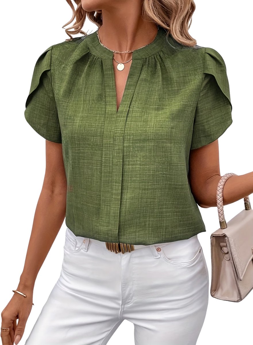 Currero T-Shirt Dames Shirt Zomerkleding T Shirt Mode Old Money Polo Vrouwen Kleding Volwassenen Olijfgroen