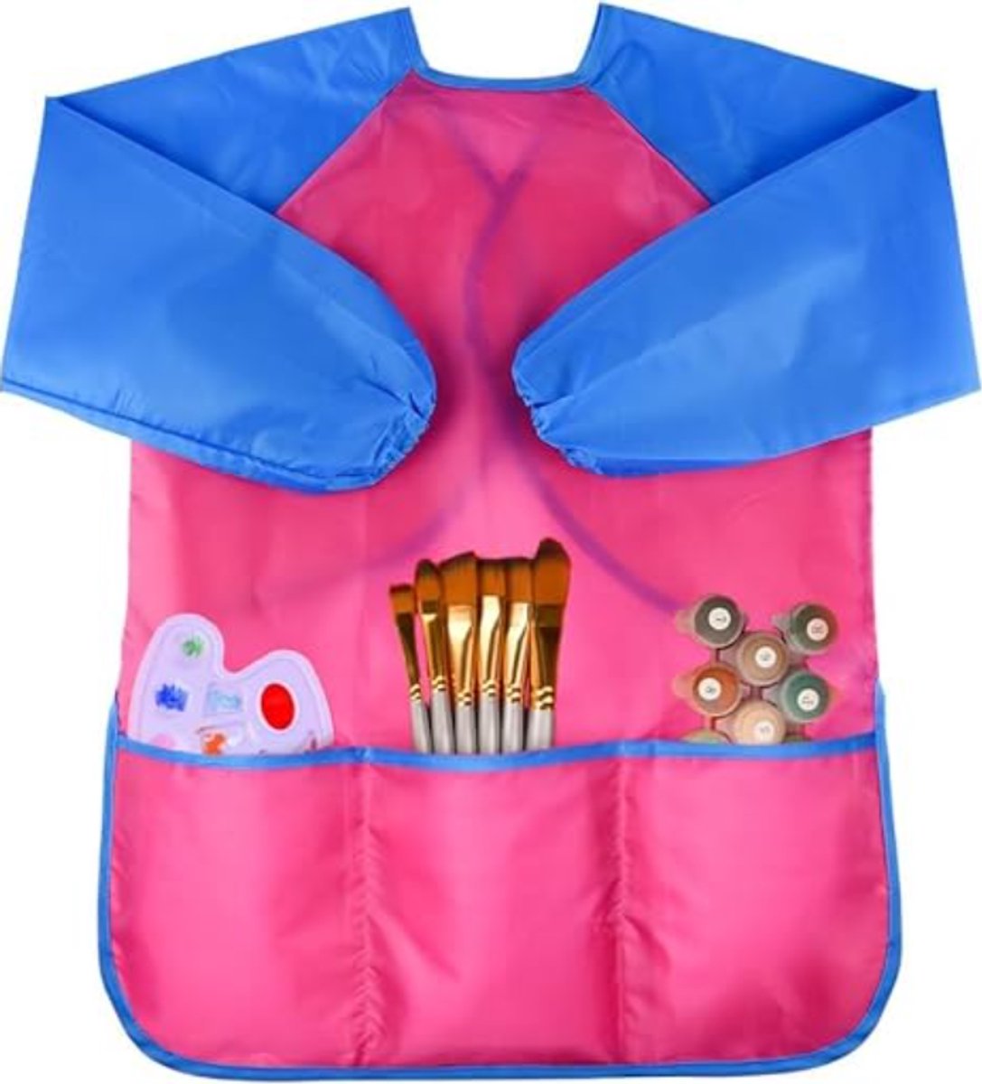 Waterdicht nylon kinderschort met mouwen, geschikt voor kinderen van 8-10 jaar, met mouwen en 3 zakken, ideaal voor kunstlessen, schilderen, koken, enz,roze,S