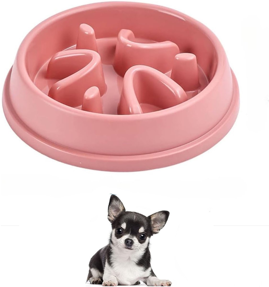 Slowfeeder voor honden – Hondenvoerbak – Voerpuzzel – Voorkomt schrokken – Antislipbasis – Geschikt voor katten & honden – Roze