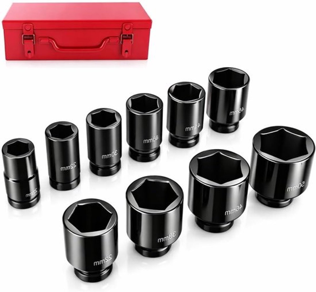 Complete 10-delige 3/4 Inch Ratchet Steeksleutel Set met Hexagonale Impact Doppen en 6-Punt Sockets voor Professioneel Gebruik