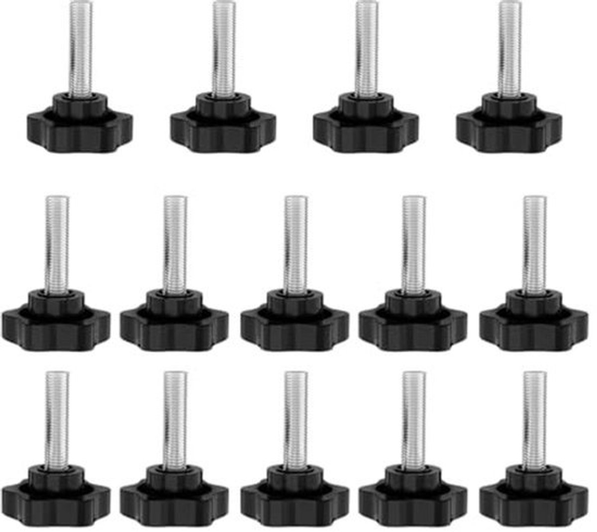 Set van 14 Hex Kop Bouten - M6/M8 Handknoppen met Ster Grip - Zwart en Groen