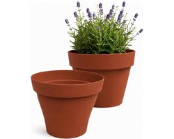 EDA Romeo Bloempot / plantenpot - 2x - kunststof - terracotta - D17 x H13 cm - binnen en buiten