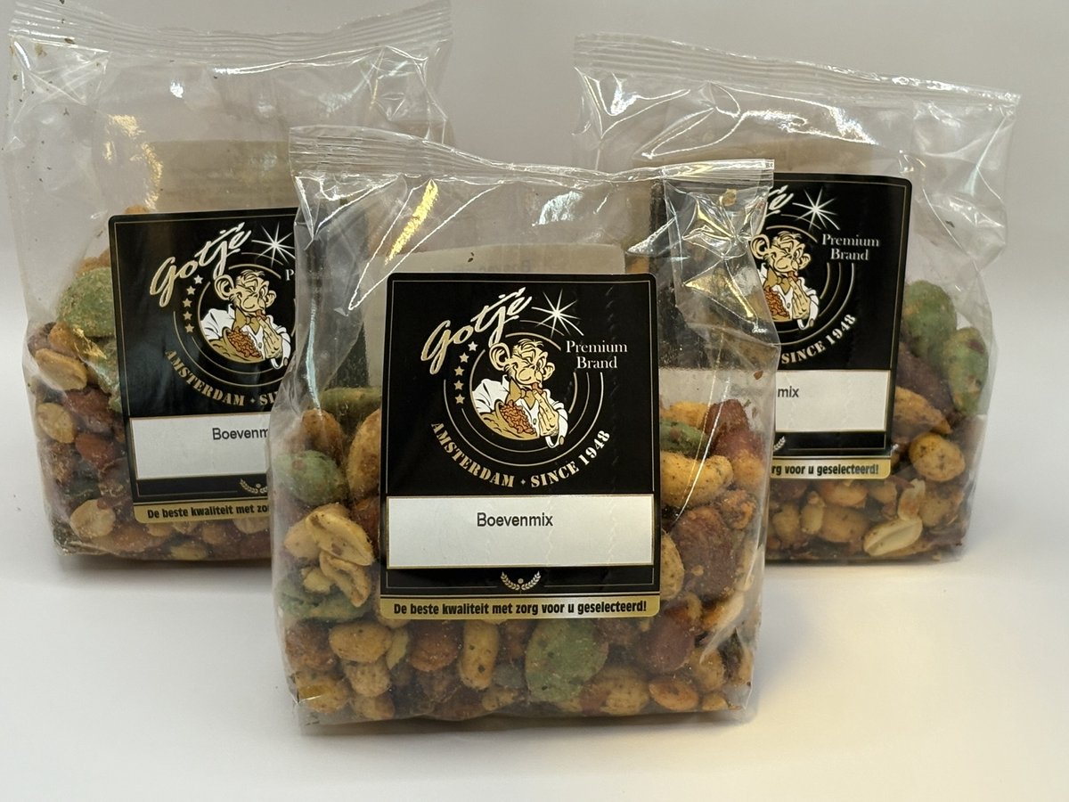 Jan Gotjé Noten - Gekruide notenmix - Boevenmix - gemengde noten - 3 x 200g